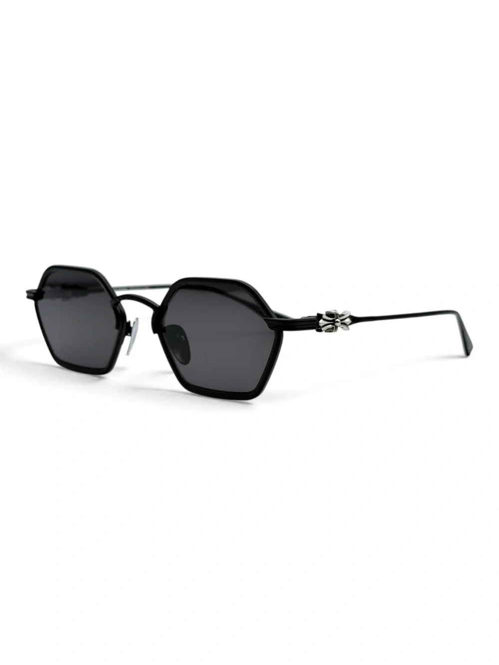 Chrome Hearts Black Sunglasses with Black Pebbled Leather Case